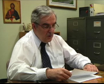 L`abbé Michel Fournier lisant sa lettre au Curé d`Ars L`abbé Michel Fournier lisant sa lettre au Curé d`Ars