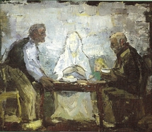 Les disciples d'Emmaüs. Tableau de Gust Dierikx, peintre flamand né en 1924 Les disciples d'Emmaüs. Tableau de Gust Dierikx, peintre flamand né en 1924